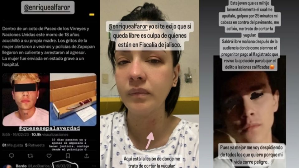 Por medio de redes sociales Katia ha estado subiendo evidencias de las agresiones que le realizó su hijo