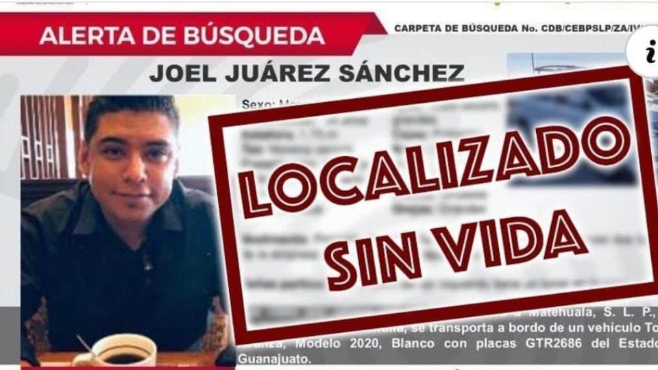 Joel Suárez Sánchez fue encontrado sin vida después de haber sido secuestrado el martes por la madrugada