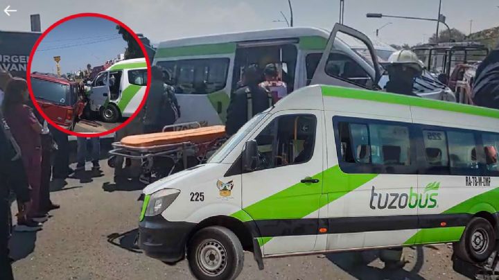 Choca alimentadora de Tuzobús en bulevar de Pachuca; al menos 10 lesionados