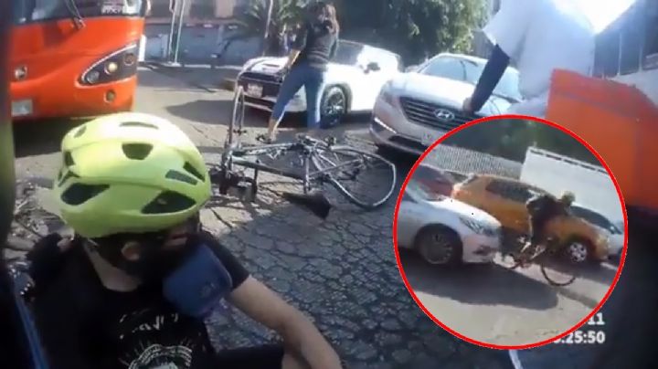 VIDEO: Automovilista arrolla intencionalmente a ciclista en Centro Histórico