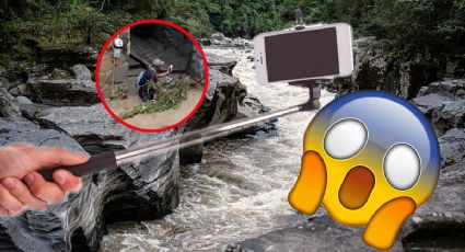 VIDEO I Joven arriesga su vida para tomarse selfie dentro de río en Huejutla