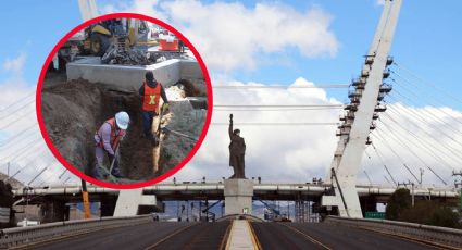 Se hunde parte baja del Puente Atirantado de Pachuca | FOTOS