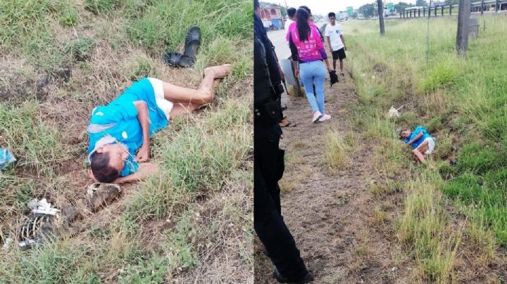 "Tiran" a abuelito en carretera de Tabasco; lo habría abandonado su familia