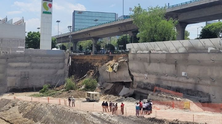 Se desprende talud en megaobra y colapsa las vialidades en Tlalnepantla 