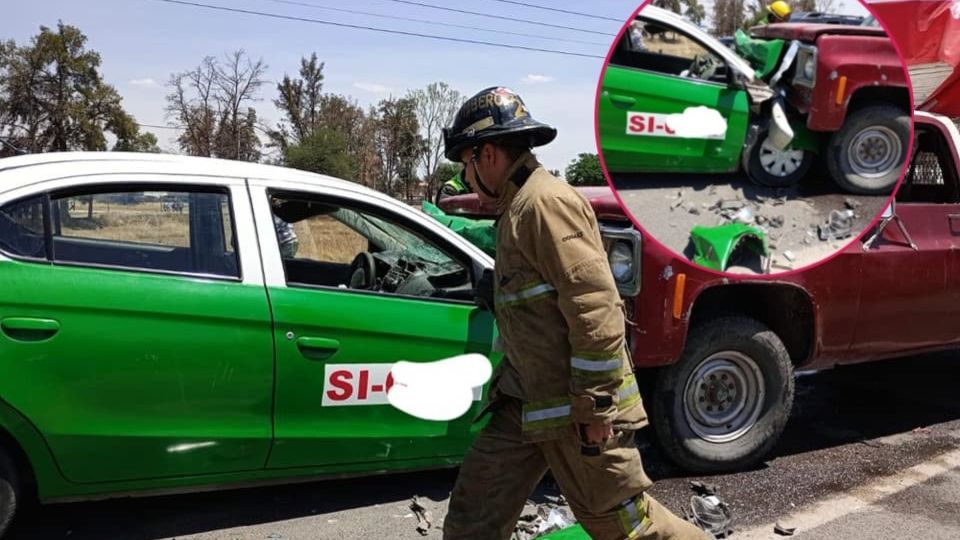 El conductor del taxi quedó prensado entre el volante y el asiento.