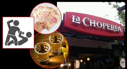 900 pesos y una golpiza, el costo de 2 tequilas en el restaurante bar La Choperia