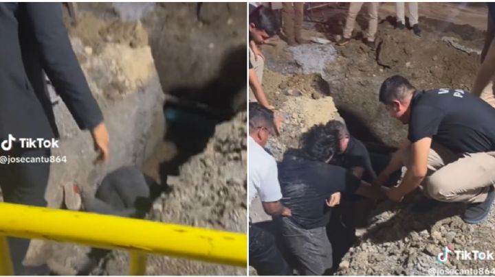 Pobre compa: sale del antro y cae de bruces en una zanja