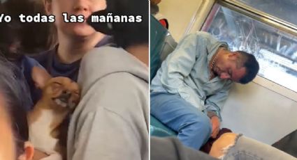 VIDEO TIKTOK: Perrito se queda dormido en Metro CDMX; señor se estrella en asientos