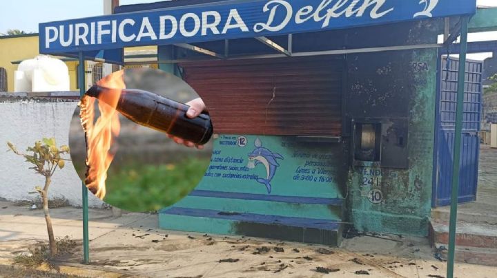 Lanzan bombas molotov contra purificadora de agua en Coatzacoalcos