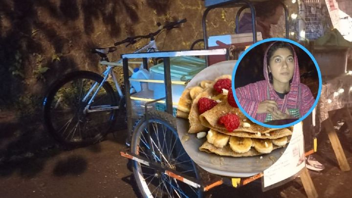 Abril emprende con su bici-crepa en Xalapa para pagar sus estudios de enfermera