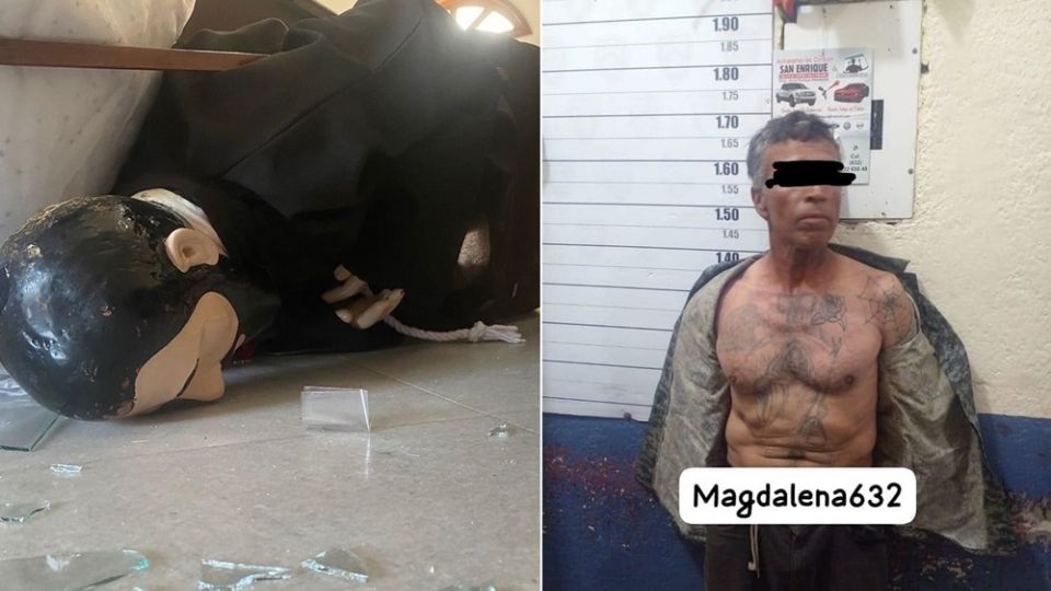 Un hombre vandaliza la capilla de San Francisco Javier, en Magdalena, Sonora, debido a que el Santo no cumplió sus plegarias; también dañó las imágenes de San Judas Tadeo, la Virgen María y el Santo Niño Jesús