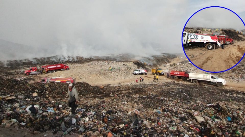 Hay 5 pipas de 10,000 litros de Protección Civil y motobombas de Bomberos de León que apoyan en las labores para sofocar el incendio.