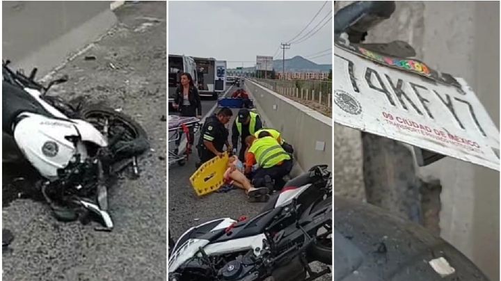 Motociclistas se estampan contra autos detenidos en la México-Pachuca | VIDEO