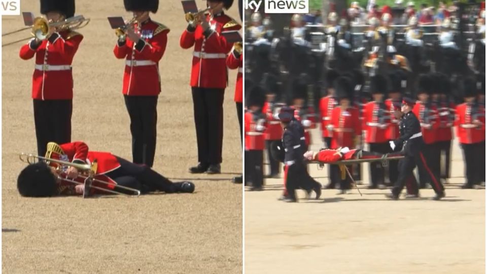 Guardias reales noqueados por el calor durante desfile militar en Reino Unido