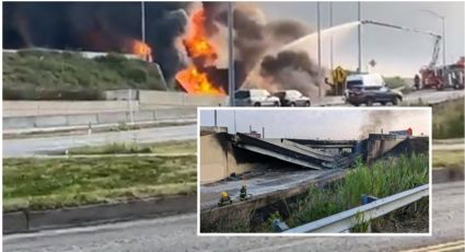 Camión en llamas derrumba puente, en una de las principales autopistas de EU