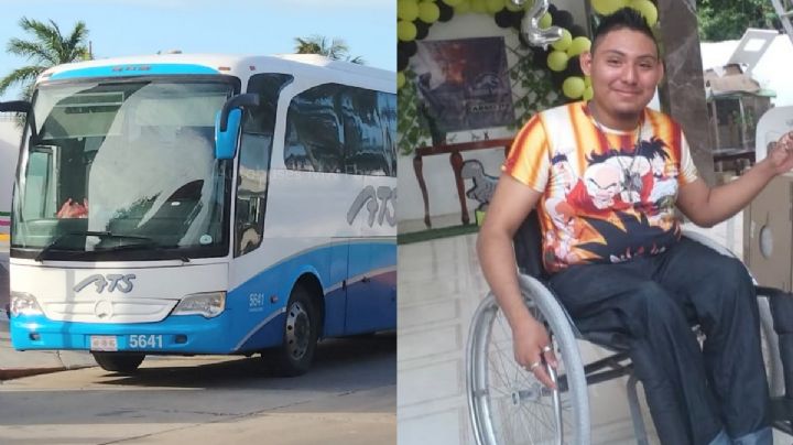 Roban silla de ruedas a joven que viajaba en autobús a Campeche