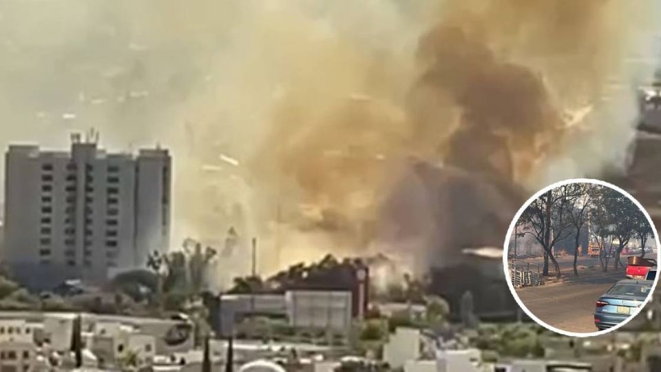 El incendio, a un lado del Hospital Ángeles.