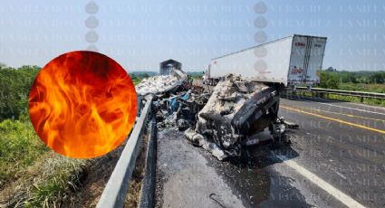 Camionero muere calcinado tras choque de tráiler en Papantla