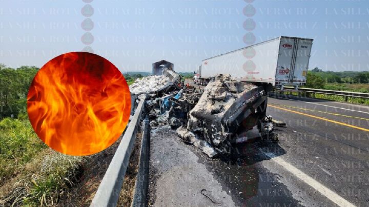 Camionero muere calcinado tras choque de tráiler en Papantla