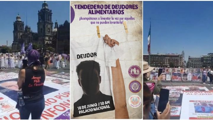 VIDEO | Día del padre: Exhiben a deudores alimentarios en tendedero en el Zócalo