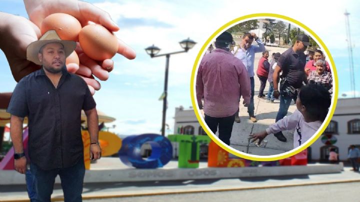 Reciben a huevazos a alcalde de Hidalgo y lo abuchean | VIDEO