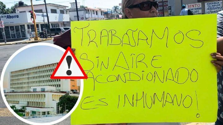 Con bloqueo, personal del IMSS Veracruz exhibe falta de aire acondicionado