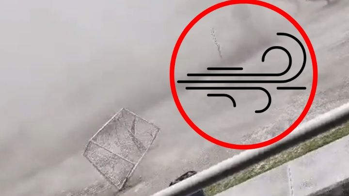 VIDEO | Portería de futbol sale volando por remolino en Puebla