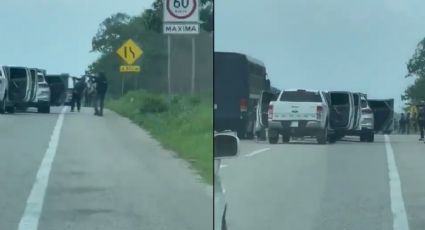 VIDEO: Comando levanta a 14 policías chiapanecos en plena carretera