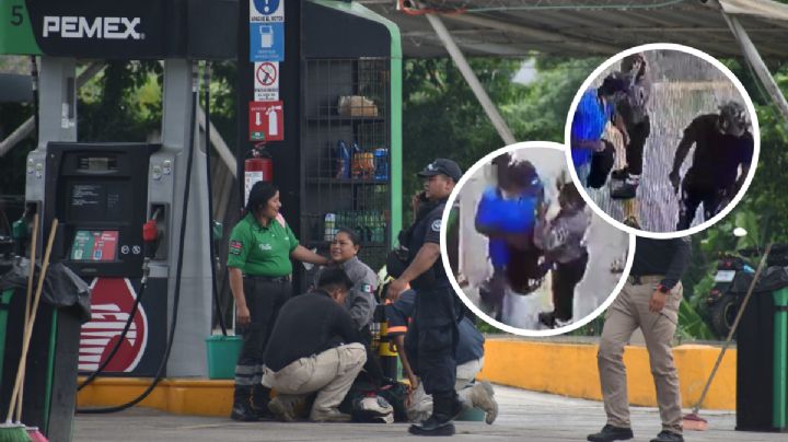 VIDEO: A punta de pistola, asaltan a trabajadores en gasolinera de Acayucan
