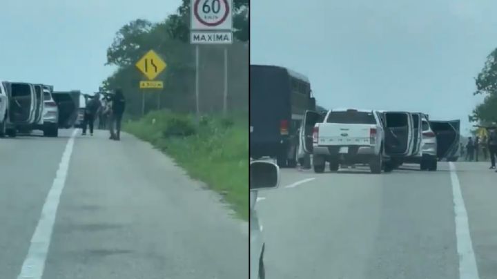 VIDEO: Comando levanta a 14 policías chiapanecos en plena carretera