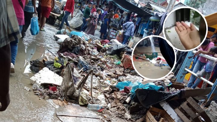 VIDEO: Granizo y lluvia en Tantoyuca arrasa con puestos de mercado ambulante