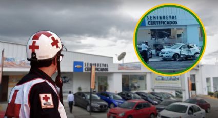 Conductor “estrena” cuatro autos al chocarlos en agencia de Pachuca | FOTO