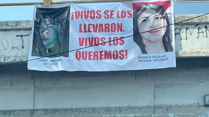 Cuelgan mantas sobre México-Texcoco por desaparición de maestra y su hijo