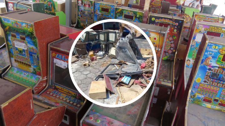 Destruyen más de 50 maquinitas tragamonedas decomisadas en Veracruz