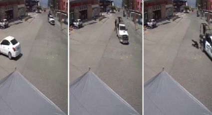 VIDEO | Capta cámara el momento en que cae mujer policía de patrulla en Las Hilamas