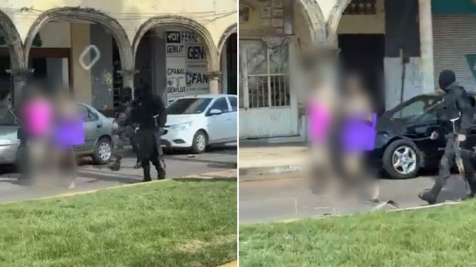 Un video que se viralizó en redes sociales muestra al grupo armado, vestido de negro, con armas de alto poder, “paseando” a dos presuntos delincuentes por calles de Tepatitlán de Morelos, Jalisco, sin que ninguna autoridad intervenga