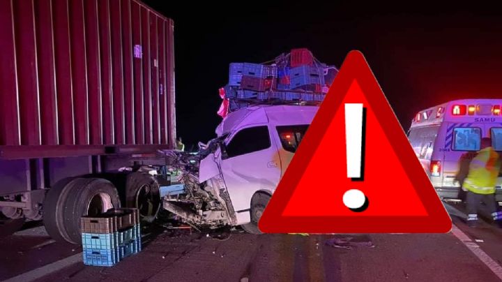 Fatal accidente en Huejutla: 1 muerto y 12 lesionados al chocar Urvan contra tráiler