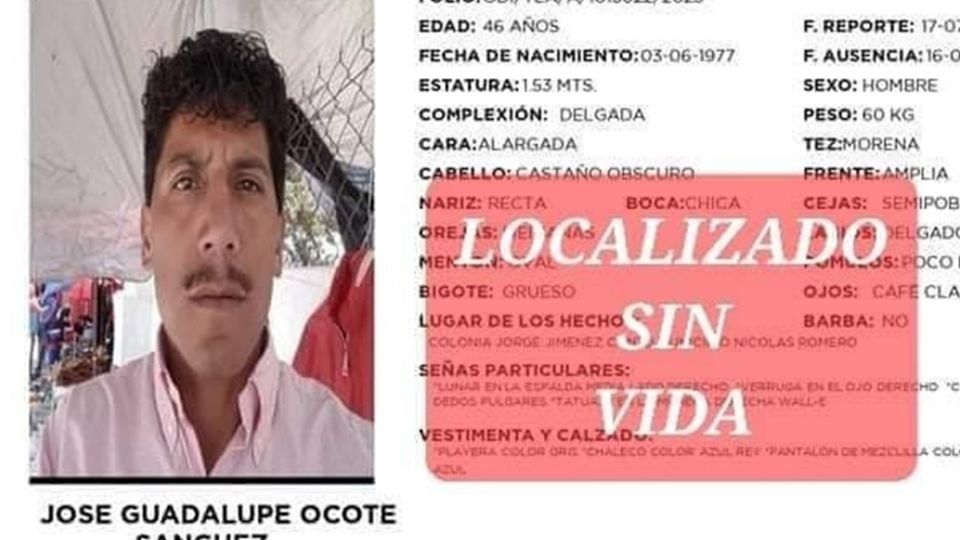 Localizan sin vida en El Vidrio a hombre secuestrado por grupo armado en Nicolás Romero