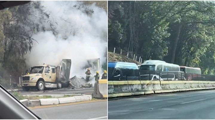 VIDEO: Caos en la México-Cuernavaca, carambola deja un muerto e incendio de tractocamión