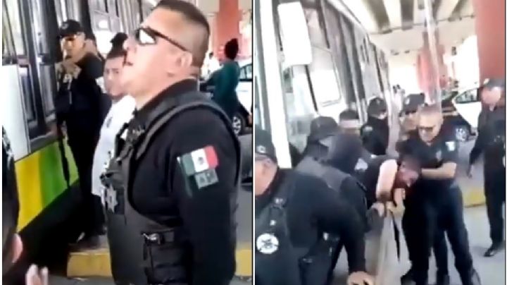 Policías golpean a Taxistas para disolver manifestación en Coacalco, Edomex
