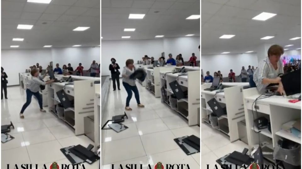 VIDEO: Arrestan a mujer por causar destrozos en el AICM