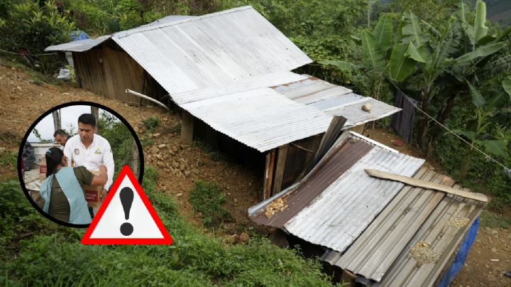 Alud cae sobre vivienda por lluvias en Atzacan, Veracruz; desalojan a familias
