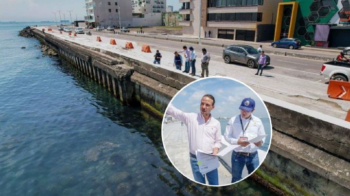 Inspeccionan zona que requiere rehabilitación en el bulevar de Boca del Río