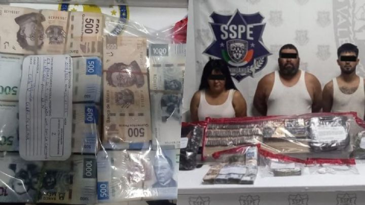 Policías detienen a tres personas y los intentan sobornar con 100,000 pesos; les encuentran droga y armas