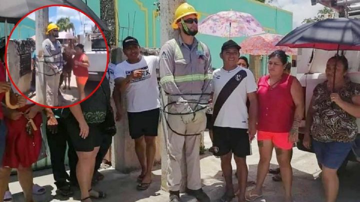 Suspenden a trabajador de la CFE por prestarse a "simulación" para que lo amarraran al poste