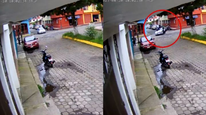 VIDEO| Por ir a exceso de velocidad policía choca y sale disparado de su moto en Michoacán