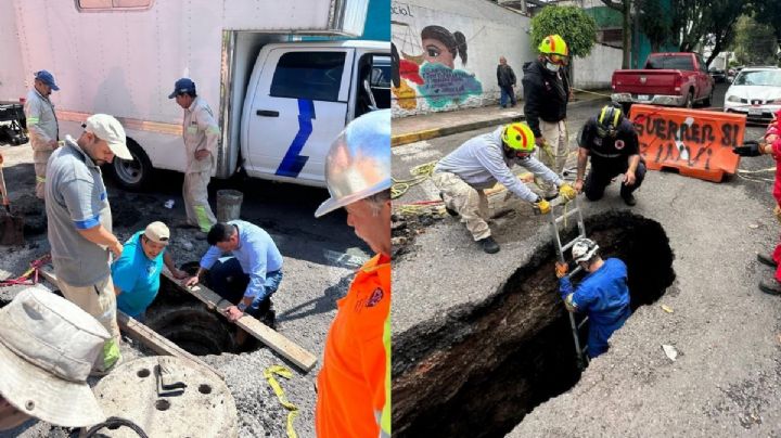 Las impactantes imágenes del socavón en la Miguel Hidalgo