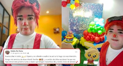 Kokito, el payasito que intercambia shows por útiles escolares para sus hijas