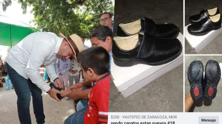 Venden zapatos escolares que diputado regaló en Morelos