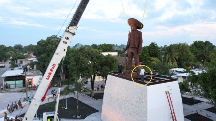 Construyen estatua gigante de Emiliano Zapata en Veracruz, la más grande del país
